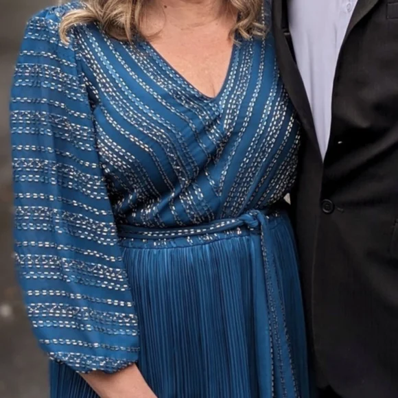 True Vintage Jack Bryan 70's Hollywood Glam Chevron Beaded Pleated Maxi - Picture 5 of 16